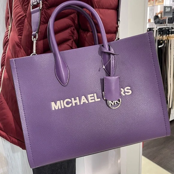 MICHAEL KORS Mirella Medium EW Pebbled Leather Tote Bag
Dark Purple 
NWT - Picture 16 of 16